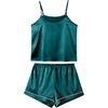 image:imageLYANER Womens Satin Pajamas Set 7pcs Silky Sleepwear Loungewear Cami Shorts and Button Down Long Sleeve Pjs SetTeal