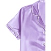 image:imageLYANER Womens Satin Pajamas Sets Short Sleeve Button Shirt Silky Sleepwear With Shorts PJsLight Purple