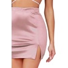 image:imageLYANER Womens Satin Silky Elastic Wasit Split Slit Hem Bodycon Short SkirtDaisy Pink