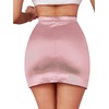 image:imageLYANER Womens Satin Silky Elastic Wasit Split Slit Hem Bodycon Short SkirtDaisy Pink