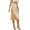image:imageLYANER Womens Satin Silky High Waist Side Zipper Up Ruffle Hem Flared Midi Skirts Beige XLarge
