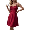 image:imageLYANER Womens Satin Silky Lace Hollow Out Spaghetti Straps Sleeveless Sexy Midi NightdressWine Red