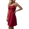 image:imageLYANER Womens Satin Silky Lace Hollow Out Spaghetti Straps Sleeveless Sexy Midi NightdressWine Red