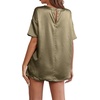 image:imageLYANER Womens Satin Silky Pajama Set Short Sleeve Tshirt With Shorts Set PJ LoungewearOlive Green