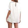 image:imageLYANER Womens Satin Silky Pajama Set Short Sleeve Tshirt With Shorts Set PJ LoungewearWhite