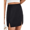 image:imageLYANER Womens Satin Silky Split Slit Hem High Waist Zipper Bodycon Mini Short SkirtBlack