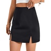 image:imageLYANER Womens Satin Silky Split Slit Hem High Waist Zipper Bodycon Mini Short SkirtBlack