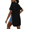 image:imageLYANER Womens Sexy Collar Neck Short Sleeve Button Down Long Shirt Slit Hem Blouse High Low TopBlack