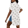 image:imageLYANER Womens Sexy Collar Neck Short Sleeve Button Down Long Shirt Slit Hem Blouse High Low TopFloral Khaki