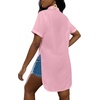 image:imageLYANER Womens Sexy Collar Neck Short Sleeve Button Down Long Shirt Slit Hem Blouse High Low TopPink
