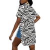 image:imageLYANER Womens Sexy Collar Neck Short Sleeve Button Down Long Shirt Slit Hem Blouse High Low TopZebra Black