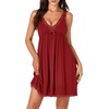 image:imageLYANER Womens Sexy Sleepwear Lace Chemise Nightgowns Full Slip Babydoll NightdressBurgundy