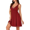 image:imageLYANER Womens Sexy Sleepwear Lace Chemise Nightgowns Full Slip Babydoll NightdressBurgundy