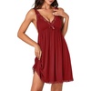 image:imageLYANER Womens Sexy Sleepwear Lace Chemise Nightgowns Full Slip Babydoll NightdressBurgundy