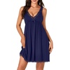 image:imageLYANER Womens Sexy Sleepwear Lace Chemise Nightgowns Full Slip Babydoll NightdressNavy