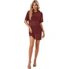 image:imageLYANER Womens Sheer Mesh Short Sleeve Tops Sexy See Through Oversized Shirt Dress Cover Ups TunicWine Red
