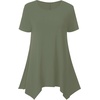image:imageLYANER Womens Short Sleeve Blouse Crewneck Casual Asymmetrical Irregular Hem Tunic TopsArmy Green