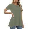 image:imageLYANER Womens Short Sleeve Blouse Crewneck Casual Asymmetrical Irregular Hem Tunic TopsArmy Green