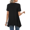 image:imageLYANER Womens Short Sleeve Blouse Crewneck Casual Asymmetrical Irregular Hem Tunic TopsBlack