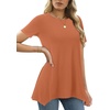 image:imageLYANER Womens Short Sleeve Blouse Crewneck Casual Asymmetrical Irregular Hem Tunic TopsCaramel
