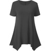 image:imageLYANER Womens Short Sleeve Blouse Crewneck Casual Asymmetrical Irregular Hem Tunic TopsDark Grey
