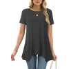 image:imageLYANER Womens Short Sleeve Blouse Crewneck Casual Asymmetrical Irregular Hem Tunic TopsDark Grey