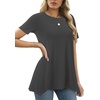 image:imageLYANER Womens Short Sleeve Blouse Crewneck Casual Asymmetrical Irregular Hem Tunic TopsDark Grey