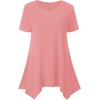 image:imageLYANER Womens Short Sleeve Blouse Crewneck Casual Asymmetrical Irregular Hem Tunic TopsDark Pink