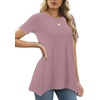 image:imageLYANER Womens Short Sleeve Blouse Crewneck Casual Asymmetrical Irregular Hem Tunic TopsDust Pink