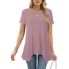 image:imageLYANER Womens Short Sleeve Blouse Crewneck Casual Asymmetrical Irregular Hem Tunic TopsDust Pink