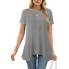 image:imageLYANER Womens Short Sleeve Blouse Crewneck Casual Asymmetrical Irregular Hem Tunic TopsGray