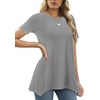 image:imageLYANER Womens Short Sleeve Blouse Crewneck Casual Asymmetrical Irregular Hem Tunic TopsGray