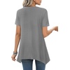 image:imageLYANER Womens Short Sleeve Blouse Crewneck Casual Asymmetrical Irregular Hem Tunic TopsGray