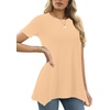image:imageLYANER Womens Short Sleeve Blouse Crewneck Casual Asymmetrical Irregular Hem Tunic TopsKhaki