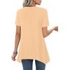 image:imageLYANER Womens Short Sleeve Blouse Crewneck Casual Asymmetrical Irregular Hem Tunic TopsKhaki