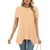 image:imageLYANER Womens Short Sleeve Blouse Crewneck Casual Asymmetrical Irregular Hem Tunic TopsKhaki