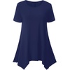 image:imageLYANER Womens Short Sleeve Blouse Crewneck Casual Asymmetrical Irregular Hem Tunic TopsNavy Blue