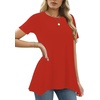 image:imageLYANER Womens Short Sleeve Blouse Crewneck Casual Asymmetrical Irregular Hem Tunic TopsRed