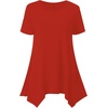 image:imageLYANER Womens Short Sleeve Blouse Crewneck Casual Asymmetrical Irregular Hem Tunic TopsRed
