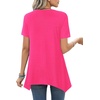 image:imageLYANER Womens Short Sleeve Blouse Crewneck Casual Asymmetrical Irregular Hem Tunic TopsRose Red