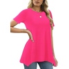 image:imageLYANER Womens Short Sleeve Blouse Crewneck Casual Asymmetrical Irregular Hem Tunic TopsRose Red