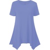 image:imageLYANER Womens Short Sleeve Blouse Crewneck Casual Asymmetrical Irregular Hem Tunic TopsSky Blue