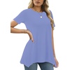 image:imageLYANER Womens Short Sleeve Blouse Crewneck Casual Asymmetrical Irregular Hem Tunic TopsSky Blue