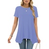 image:imageLYANER Womens Short Sleeve Blouse Crewneck Casual Asymmetrical Irregular Hem Tunic TopsSky Blue