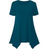 image:imageLYANER Womens Short Sleeve Blouse Crewneck Casual Asymmetrical Irregular Hem Tunic TopsTeal Blue
