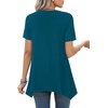 image:imageLYANER Womens Short Sleeve Blouse Crewneck Casual Asymmetrical Irregular Hem Tunic TopsTeal Blue