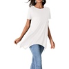 image:imageLYANER Womens Short Sleeve Blouse Crewneck Casual Asymmetrical Irregular Hem Tunic TopsWhite