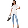 image:imageLYANER Womens Short Sleeve Blouse Crewneck Casual Asymmetrical Irregular Hem Tunic TopsWhite
