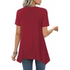 image:imageLYANER Womens Short Sleeve Blouse Crewneck Casual Asymmetrical Irregular Hem Tunic TopsWine Red
