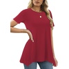 image:imageLYANER Womens Short Sleeve Blouse Crewneck Casual Asymmetrical Irregular Hem Tunic TopsWine Red